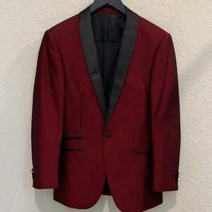 Beragamo Elegant Mens Elegant Burgundy and Black Men's Blazer